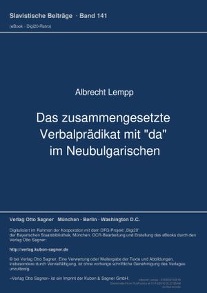 thumbnail-6378.jpg Das zusammengesetzte Verbalpraedikat mit "da" im Neubulgarischen - Image 1