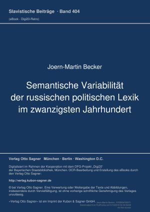 thumbnail-6835.jpg Semantische Variabilitaet der russischen politischen Lexik im zwanzigsten Jahrhundert - Image 1